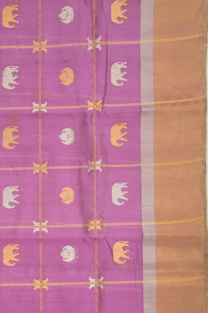 Pure Chanderi Silk Checks And Butta Lavender Saree