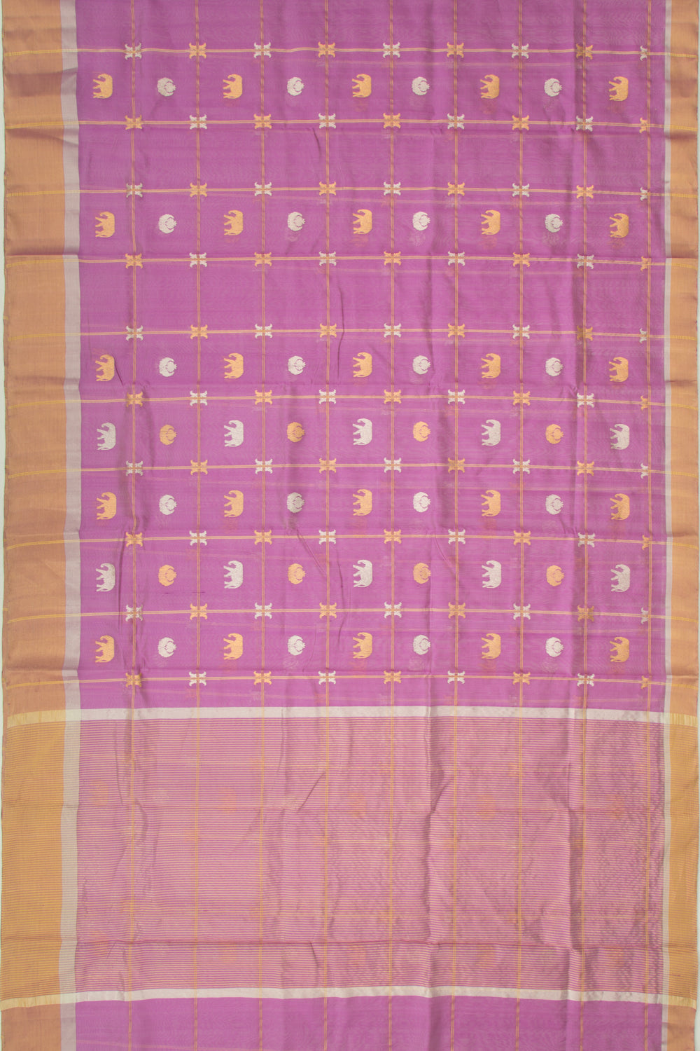 Chanderi Silk Checks And Butta Lavender Saree