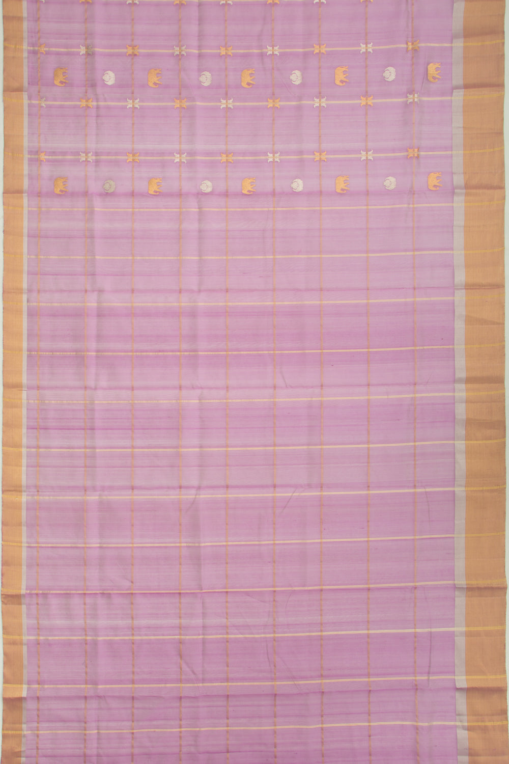 Pure Chanderi Silk Checks And Butta Lavender Saree