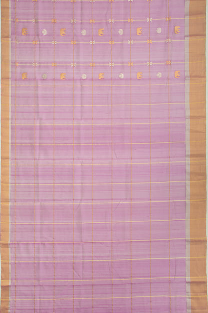 Pure Chanderi Silk Checks And Butta Lavender Saree