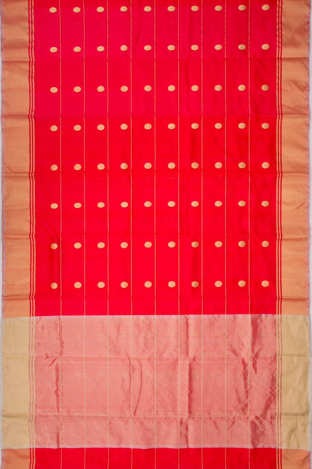 Chanderi Silk Lines And Butta Red Saree