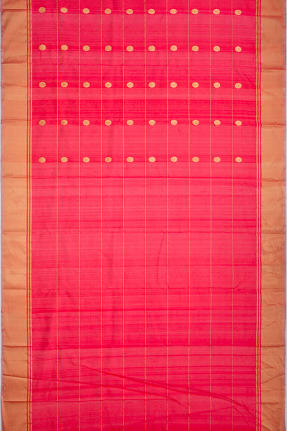Pure Chanderi Silk Lines And Butta Red Saree