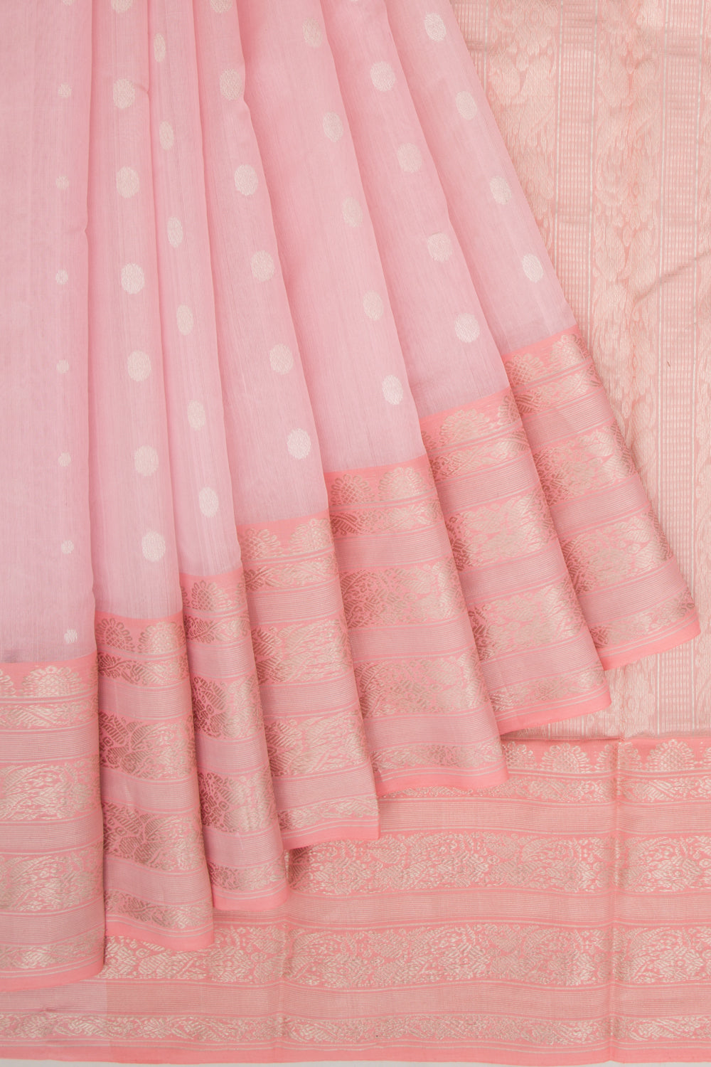 Chanderi Silk Butta Baby Pink Saree