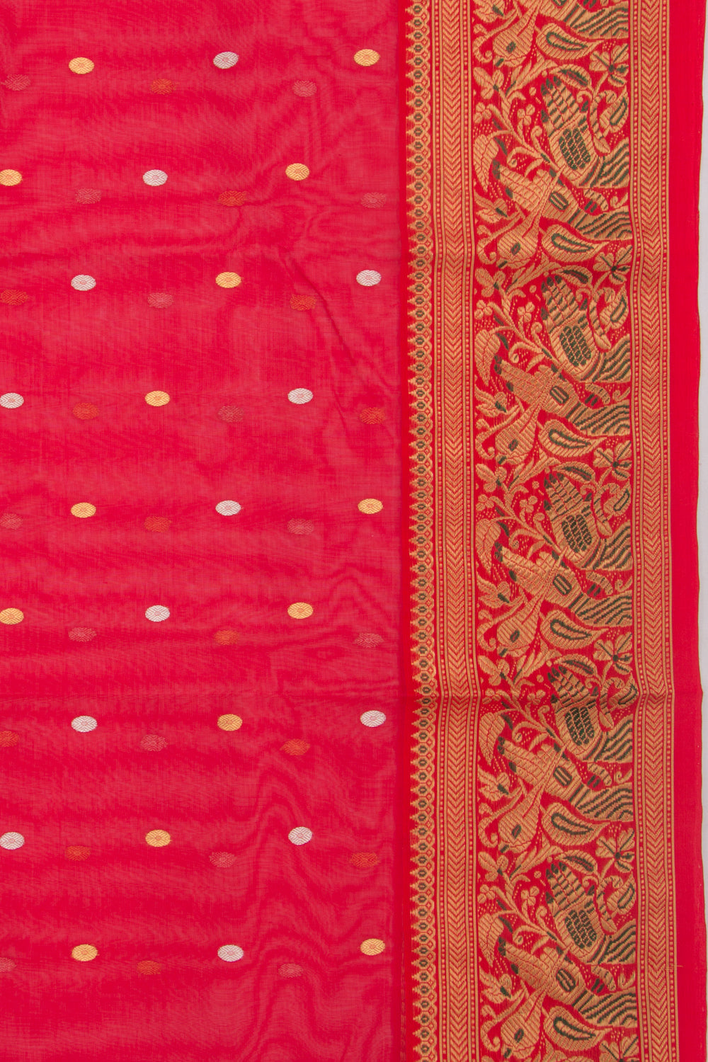 Chanderi Kora Organza Butta Red Saree