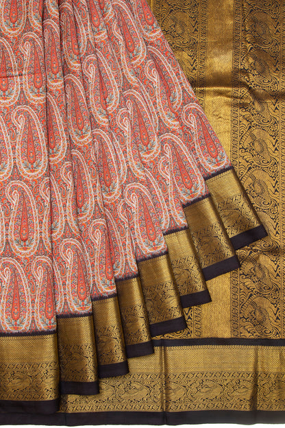 Kanchipuram Silk Jacquard Multicolour Saree