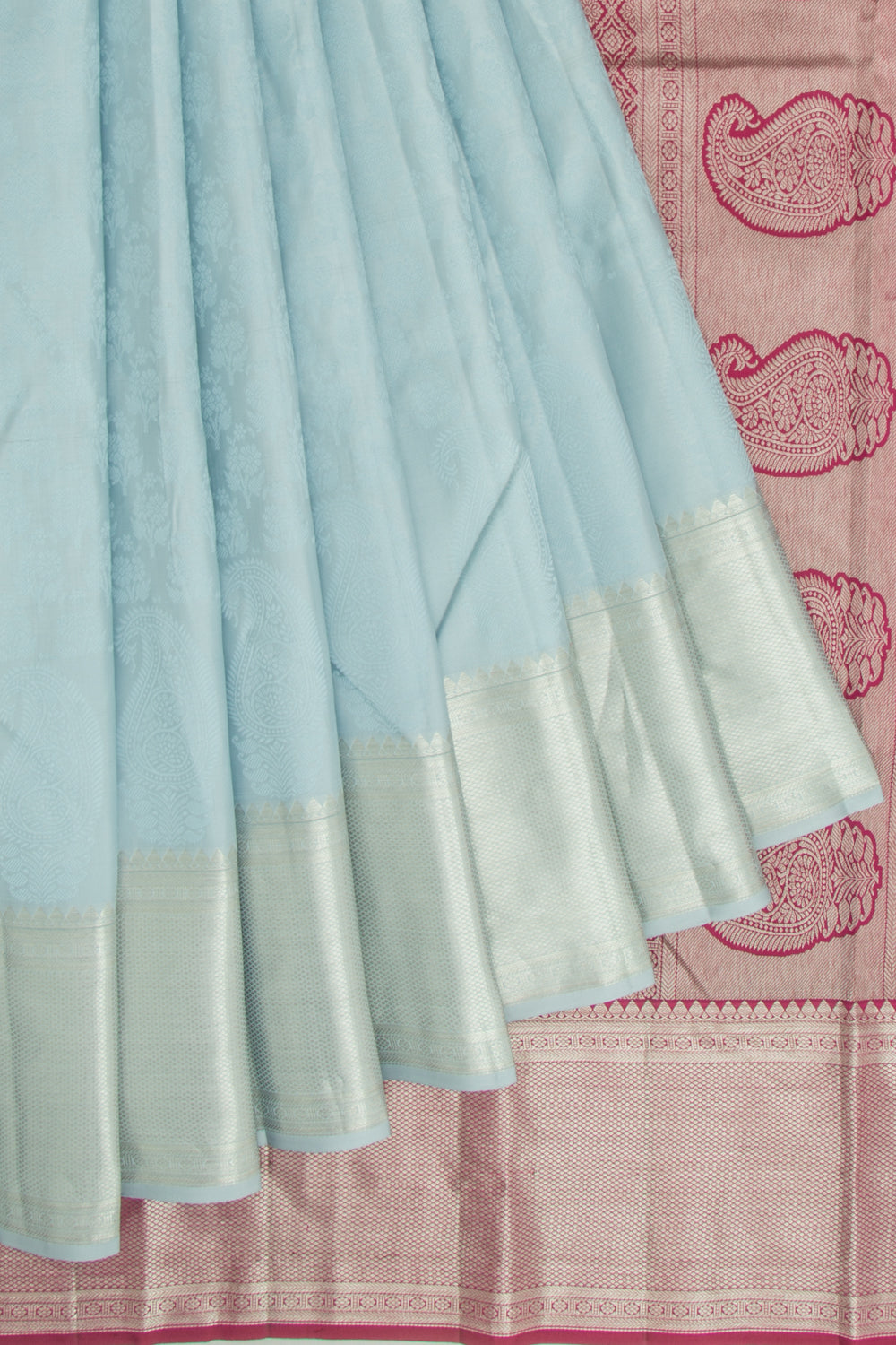 Kanchipuram Silk Jacquard Ice Blue Saree