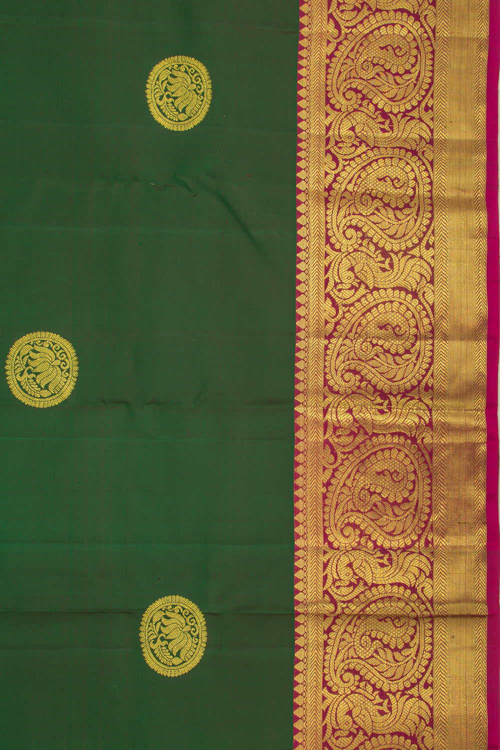 Kanchipuram Silk Butta Dark Green Saree