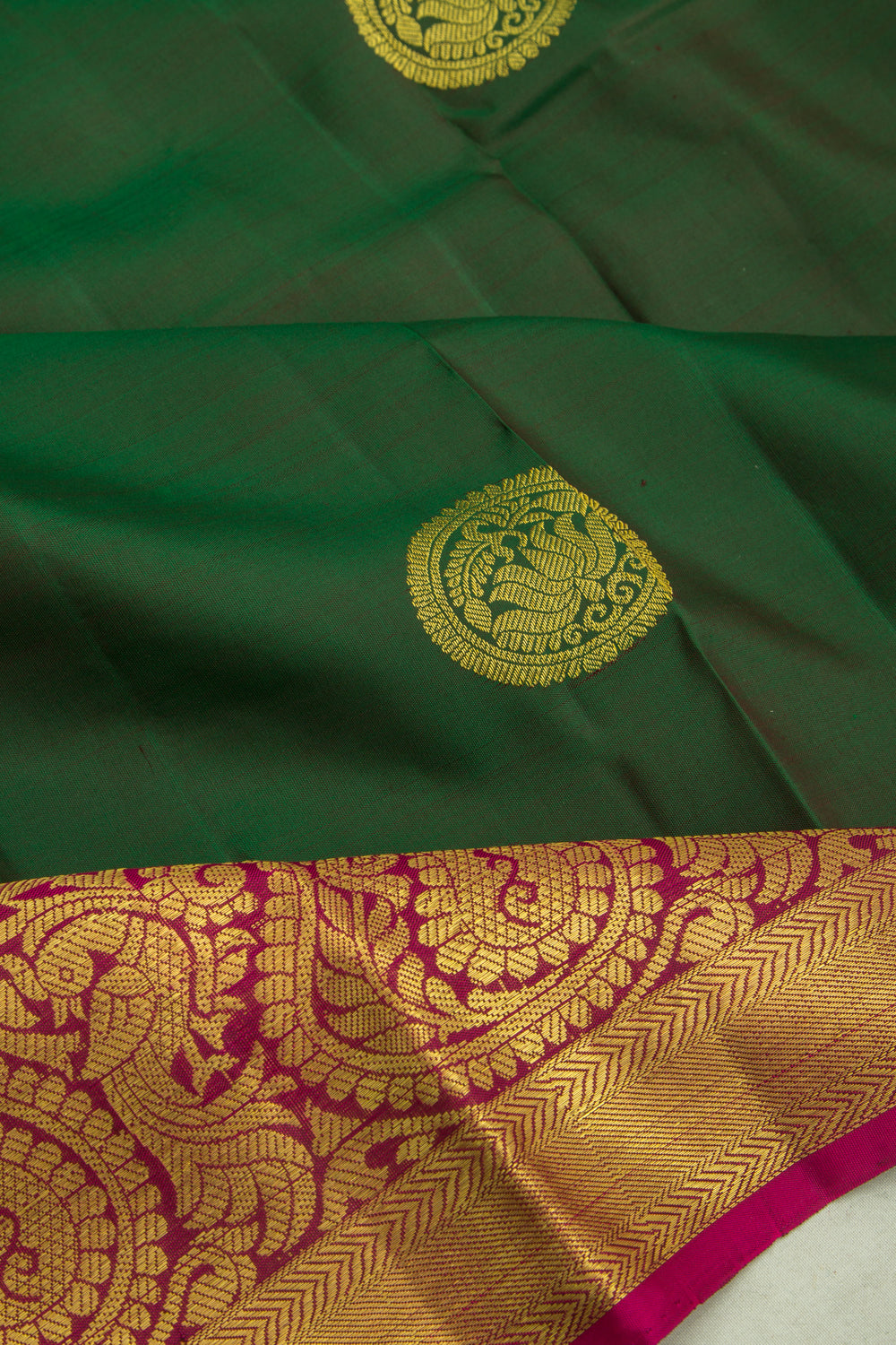Kanchipuram Silk Butta Dark Green Saree