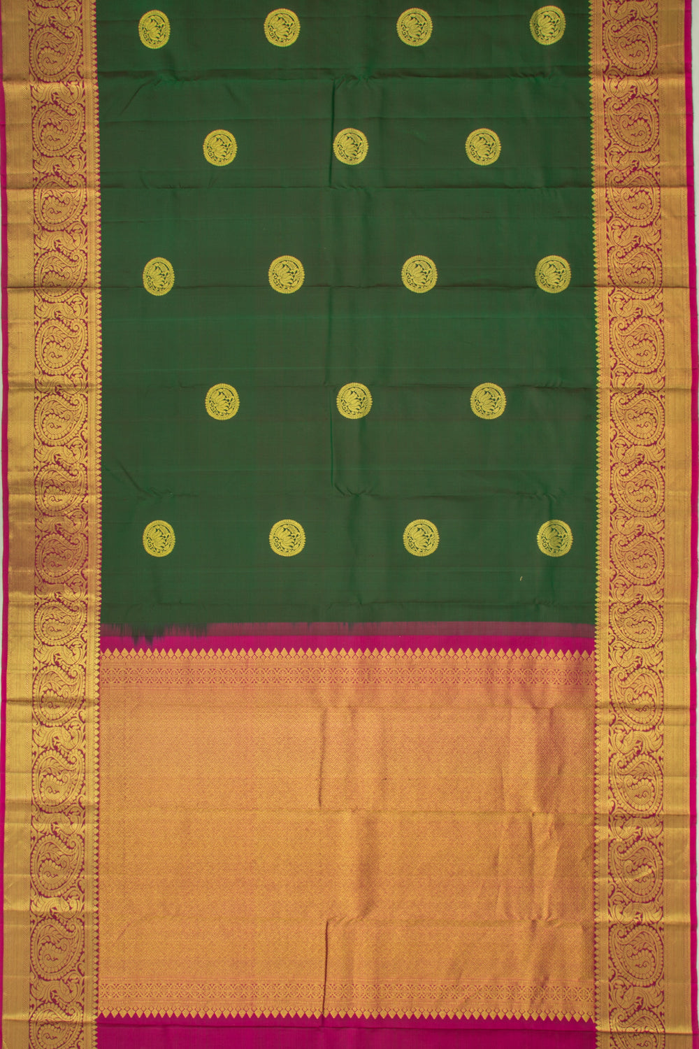 Kanchipuram Silk Butta Dark Green Saree