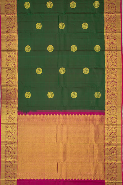 Kanchipuram Silk Butta Dark Green Saree