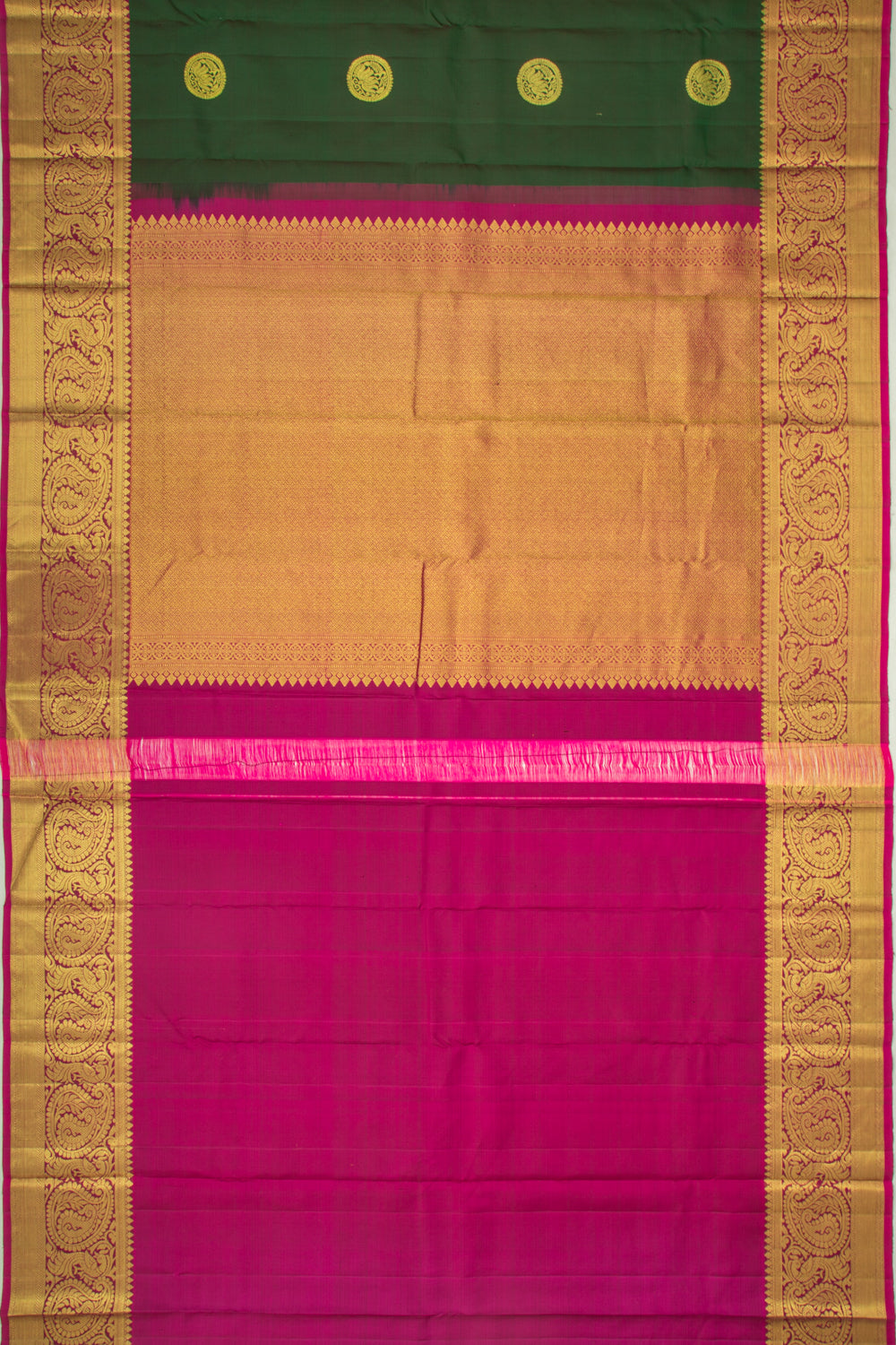 Kanchipuram Silk Butta Dark Green Saree