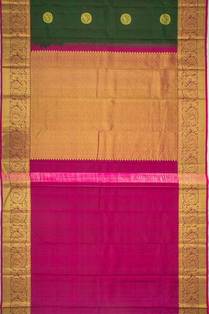 Kanchipuram Silk Butta Dark Green Saree