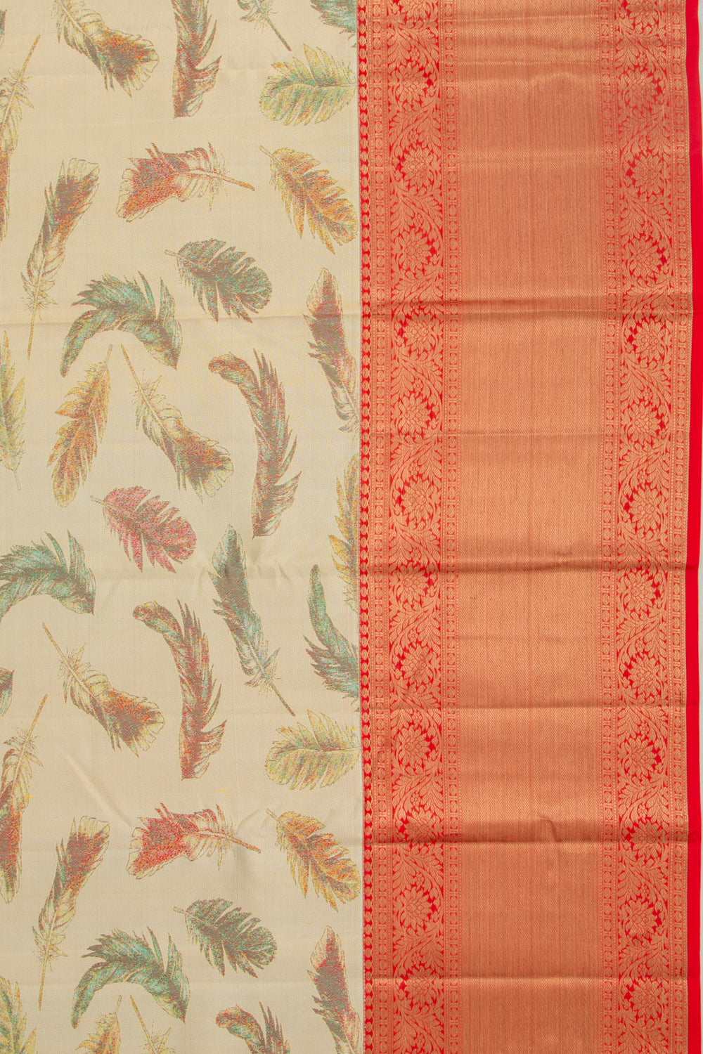 Kanchipuram Silk Jacquard Cream Saree