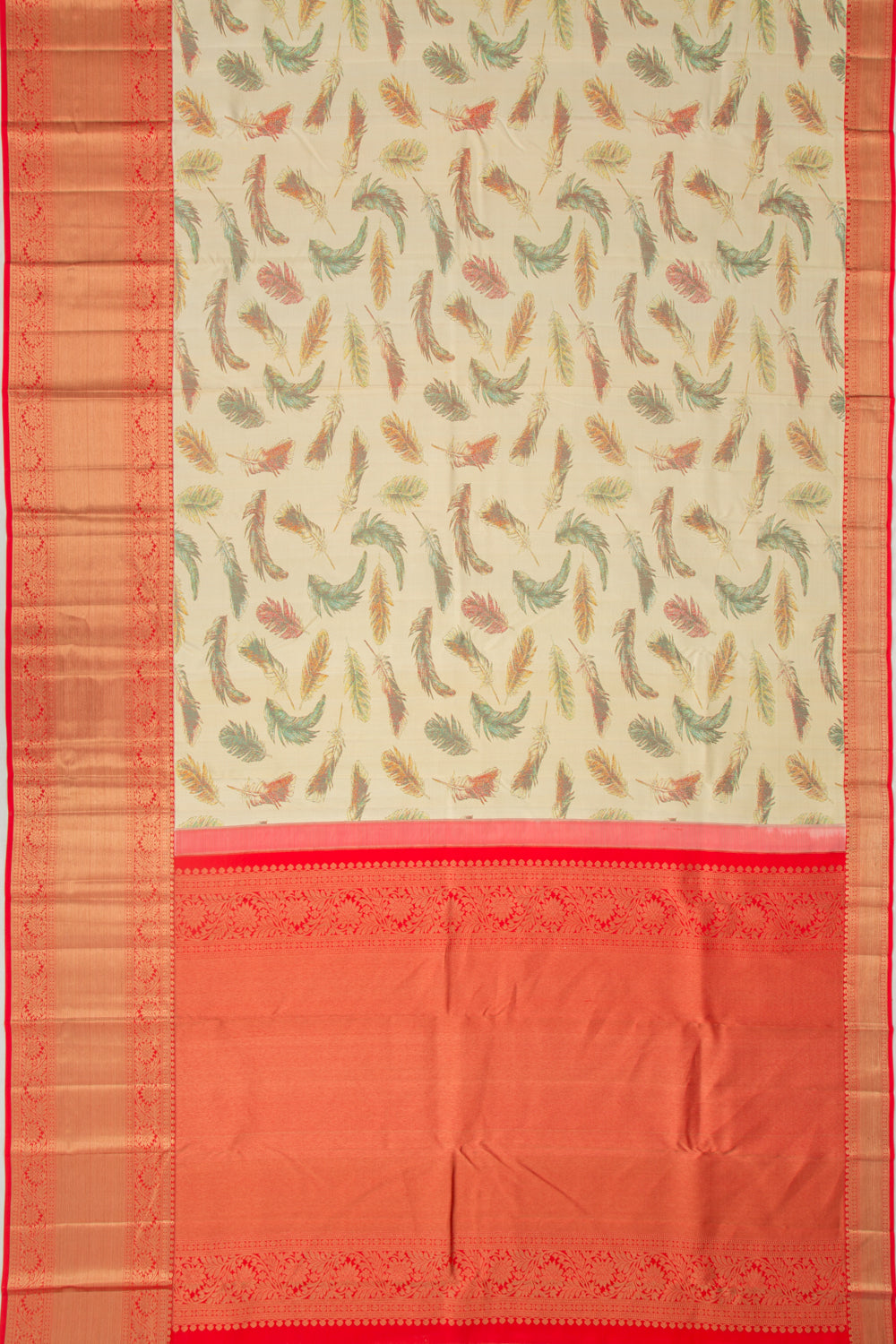 Kanchipuram Silk Jacquard Cream Saree