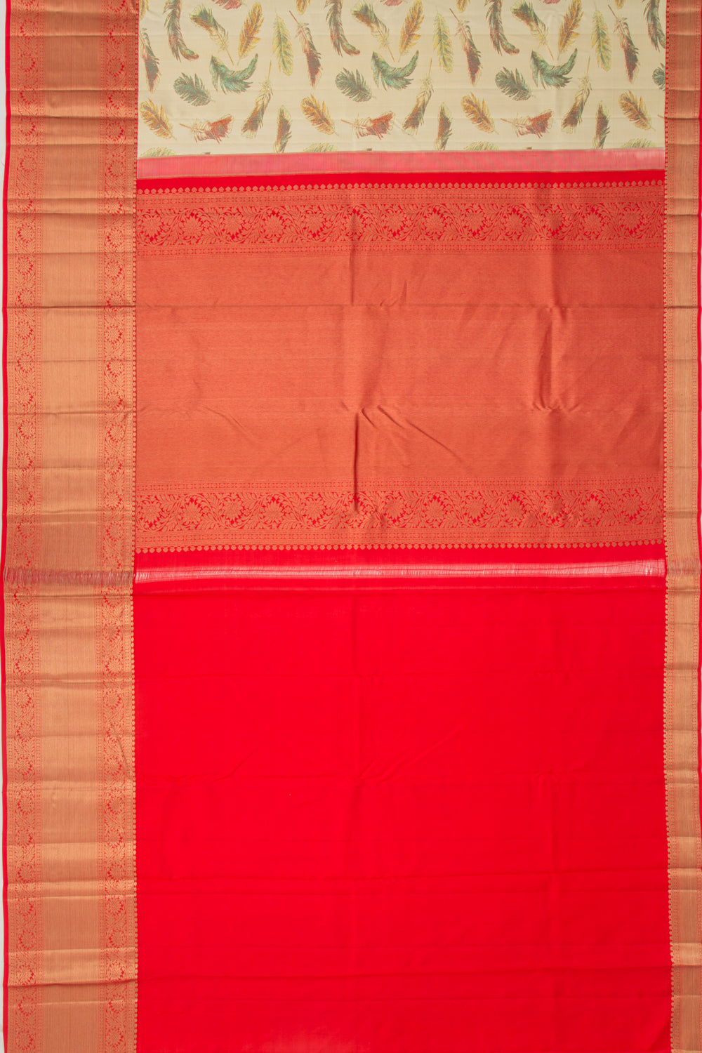 Kanchipuram Silk Jacquard Cream Saree