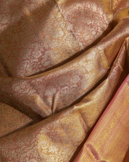 Kanchipuram Silk Tissue Brocade Pastel Pink Saree