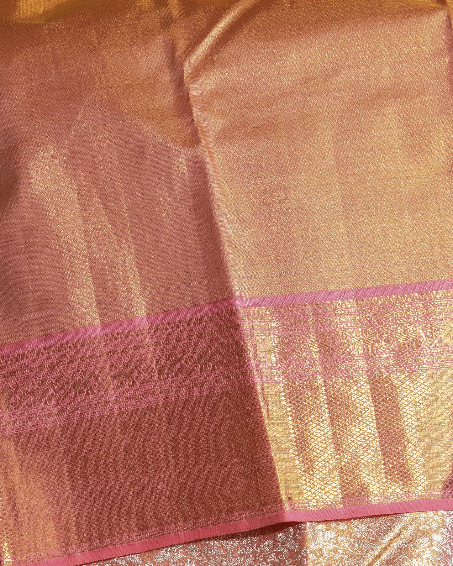 Kanchipuram Silk Tissue Brocade Pastel Pink Saree