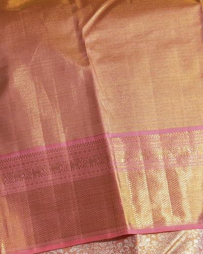 Kanchipuram Silk Tissue Brocade Pastel Pink Saree