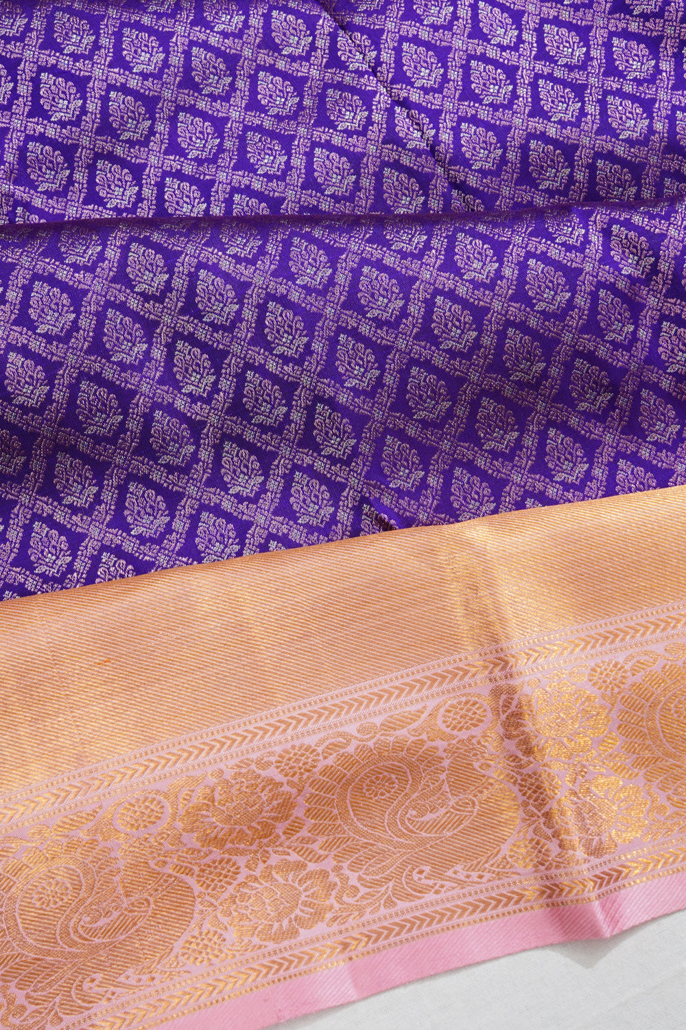 Kanchipuram Silk Brocade Violet Saree 1212523957