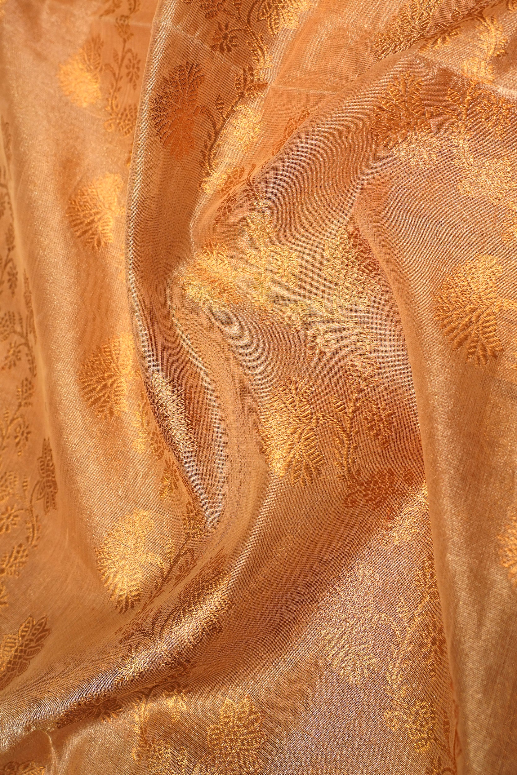 Kanchipuram Silk Tissue Jaal Cream Saree