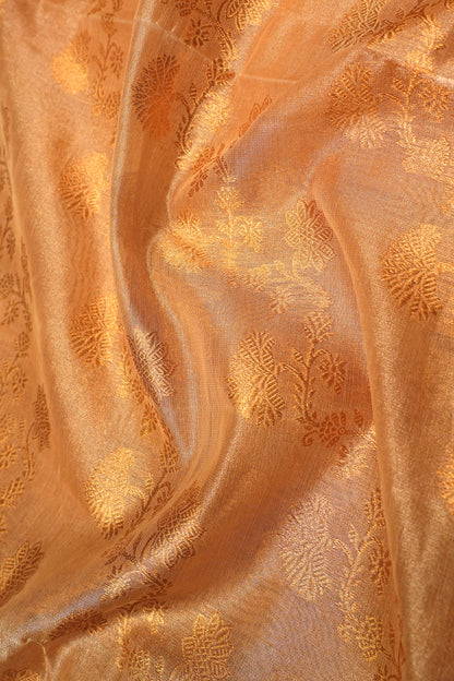 Kanchipuram Silk Tissue Jaal Cream Saree