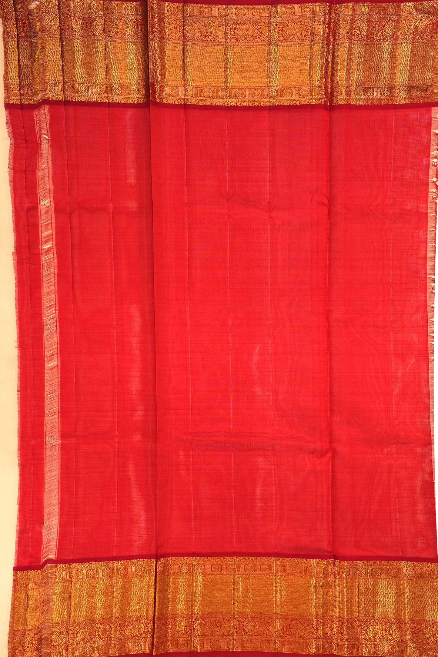 Kanchipuram Silk Tissue Jaal Cream Saree