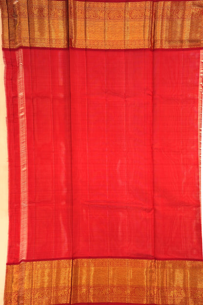 Kanchipuram Silk Tissue Jaal Cream Saree