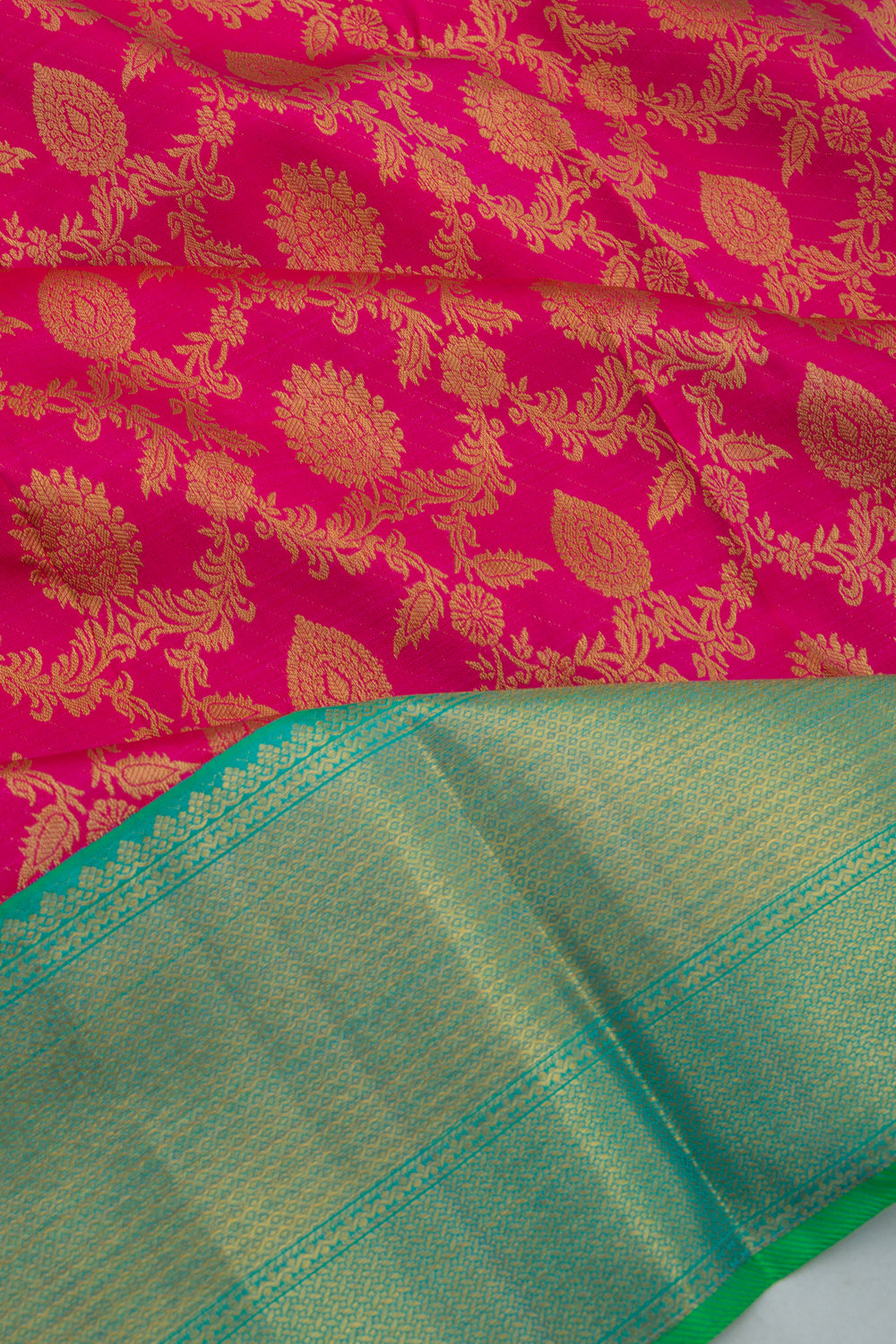 Kanchipuram Silk Jaal Pink Saree