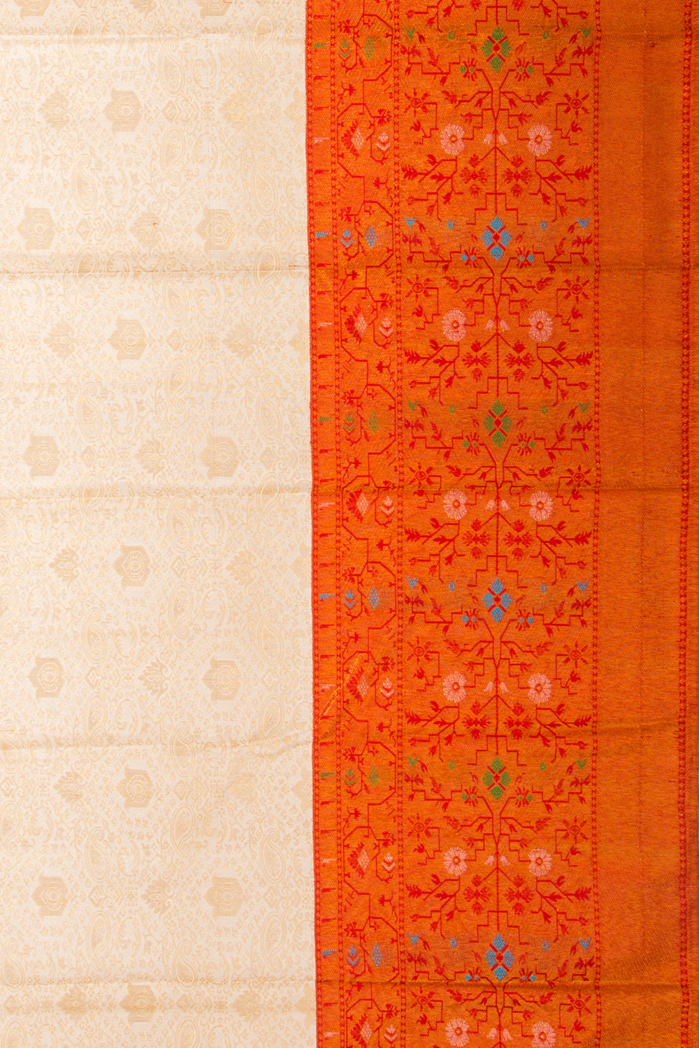 Kanchipuram Silk Brocade Cream Saree