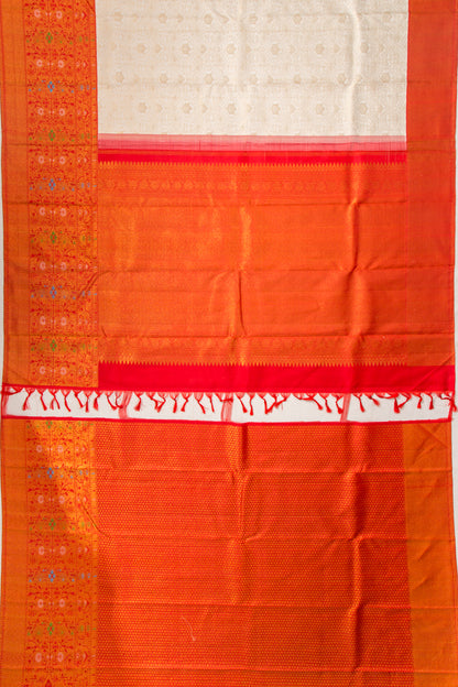 Kanchipuram Silk Brocade Cream Saree