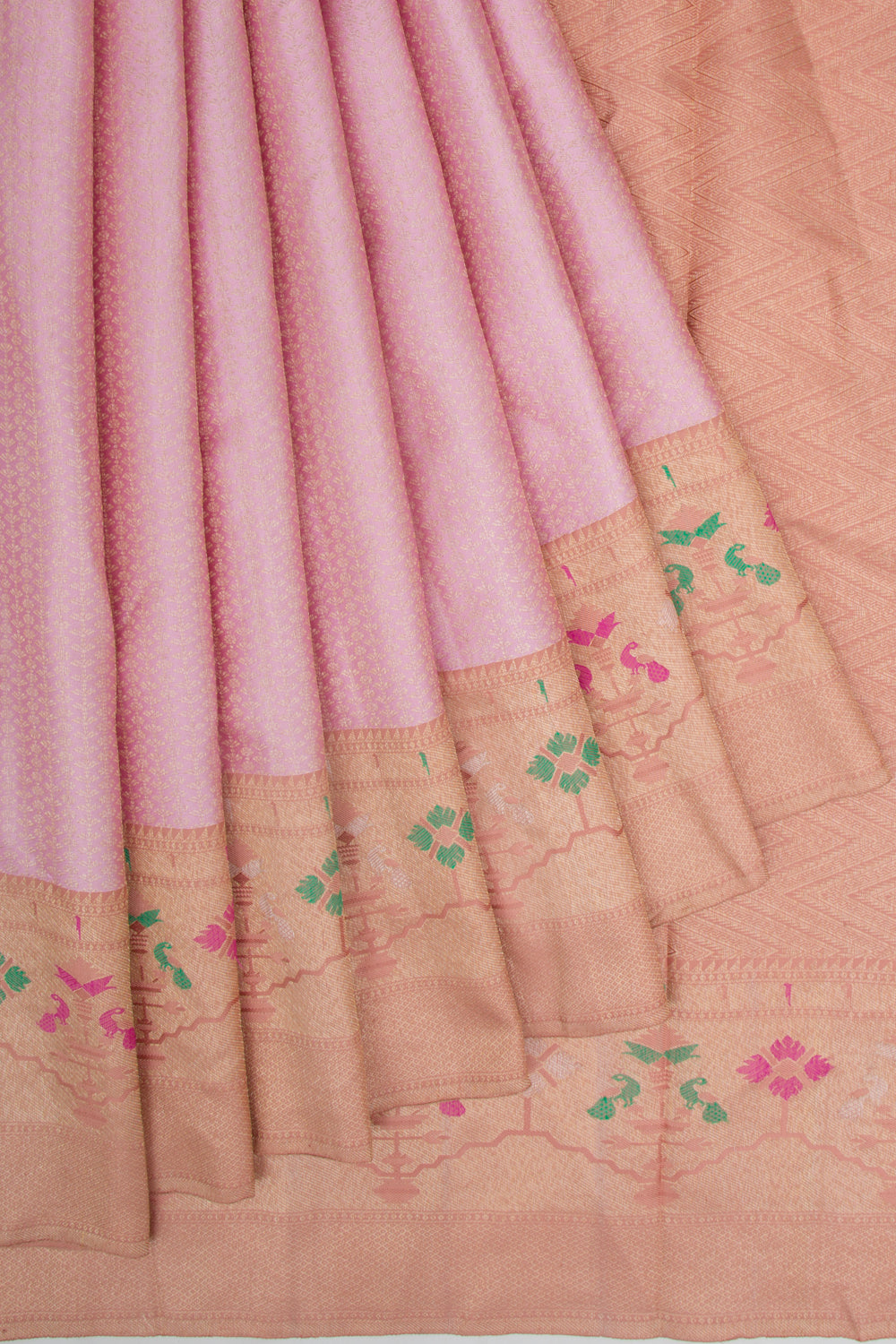 Kanchipuram Silk Brocade Baby Pink Saree