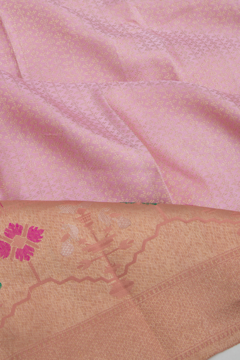 Kanchipuram Silk Brocade Baby Pink Saree