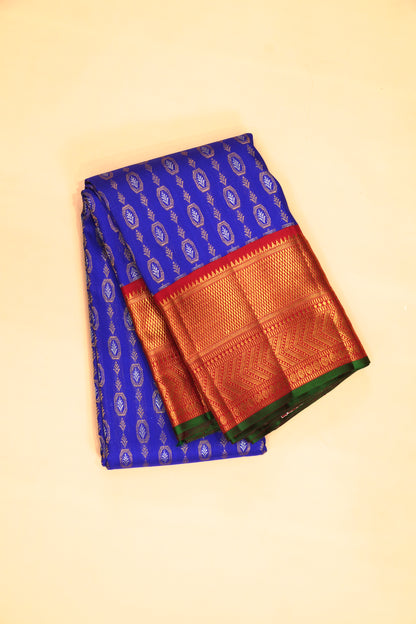 Kanchipuram Silk Brocade Royal Blue Saree