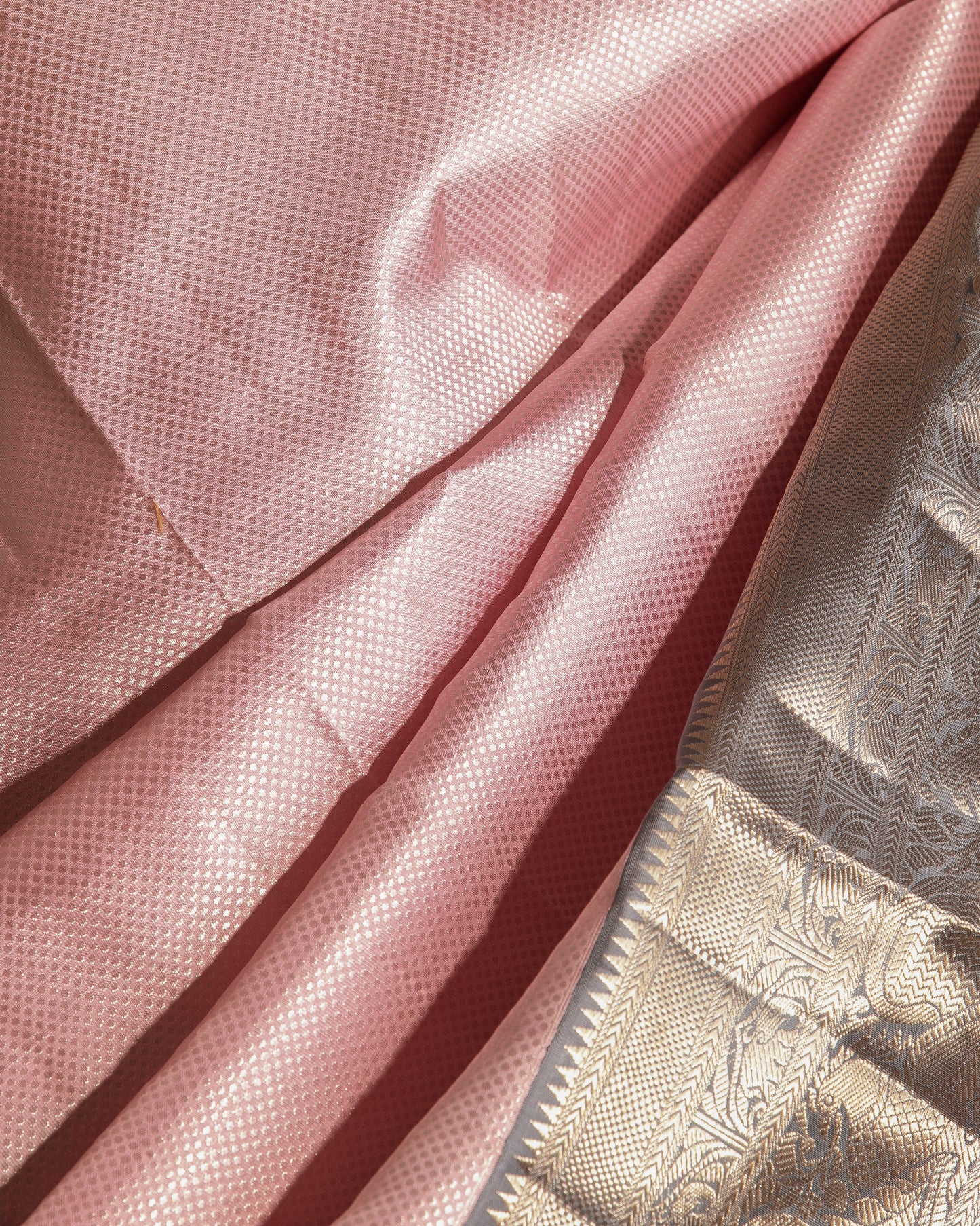 Kanchipuram Silk Brocade Pastel Pink Saree