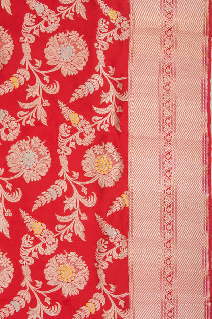 Banarasi Silk Kadwa Jaal Red Saree