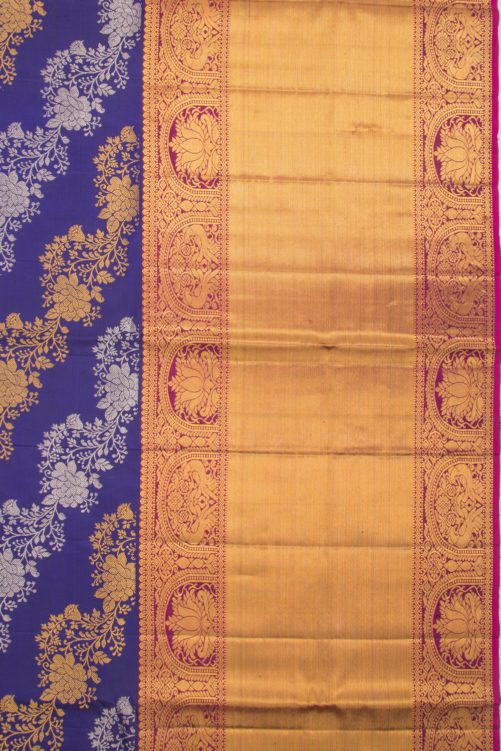 Kanchipuram Silk Jaal Dark Blue Saree