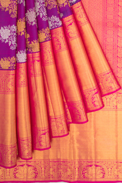 Kanchipuram Silk Brocade Purple Saree