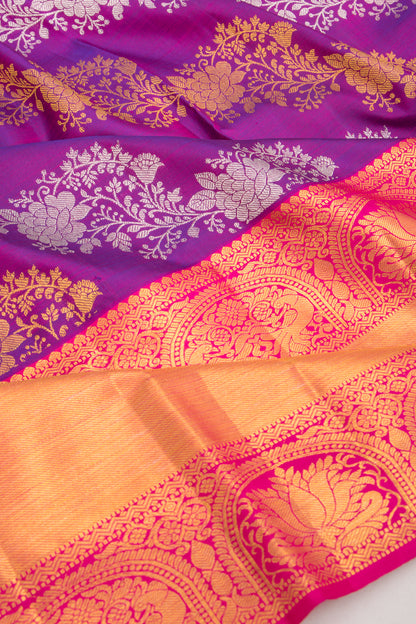 Kanchipuram Silk Brocade Purple Saree