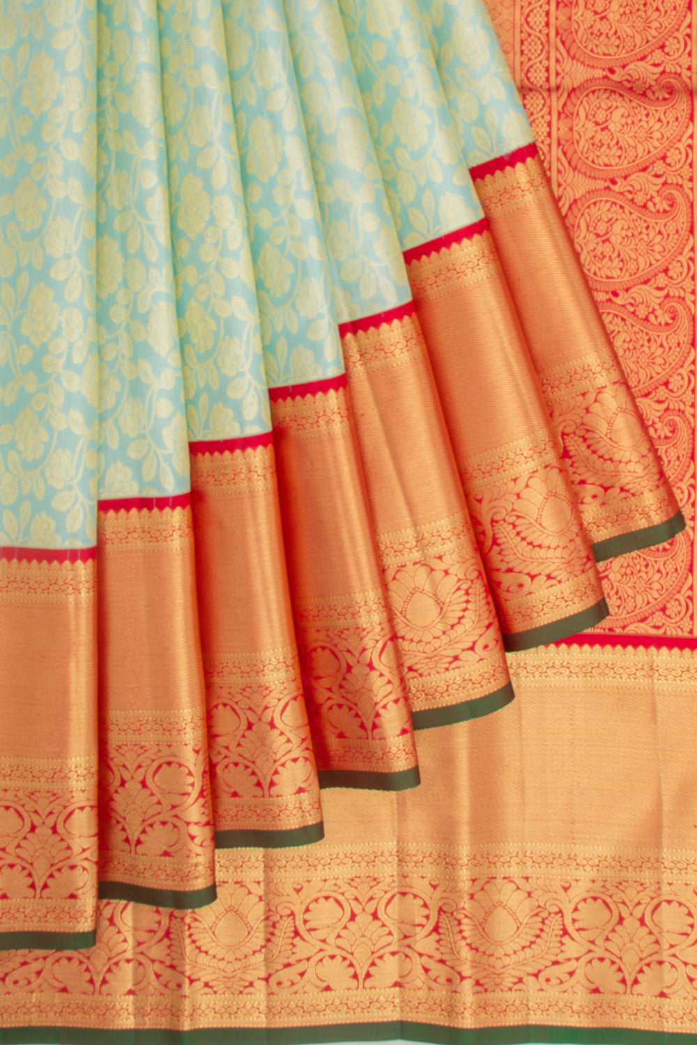 Kanchipuram Silk Jaal Sky Blue Saree