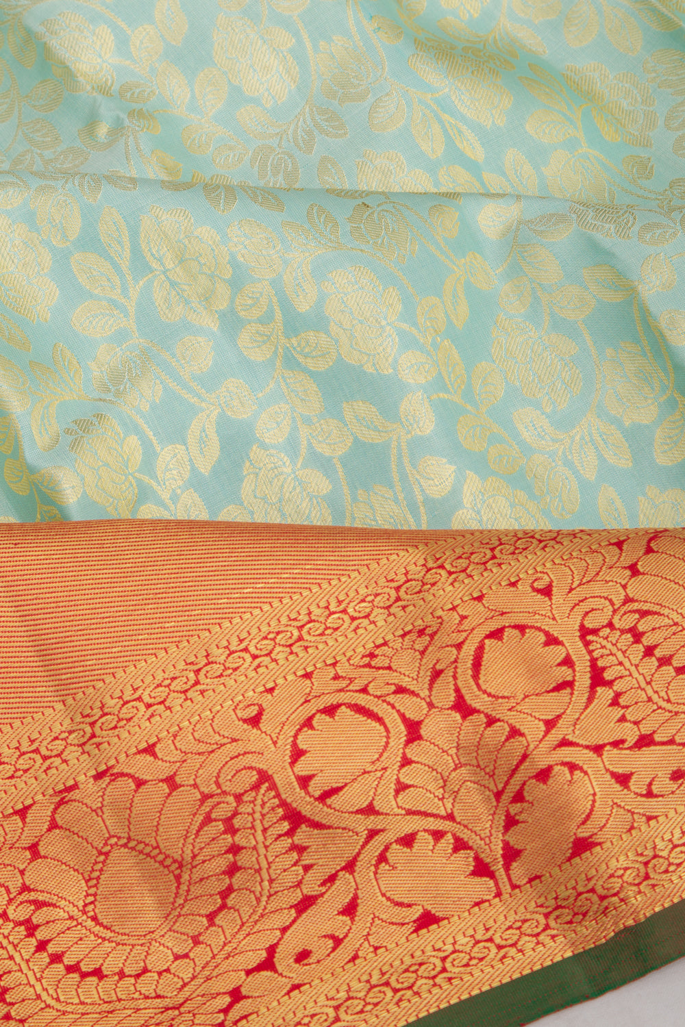 Kanchipuram Silk Jaal Sky Blue Saree