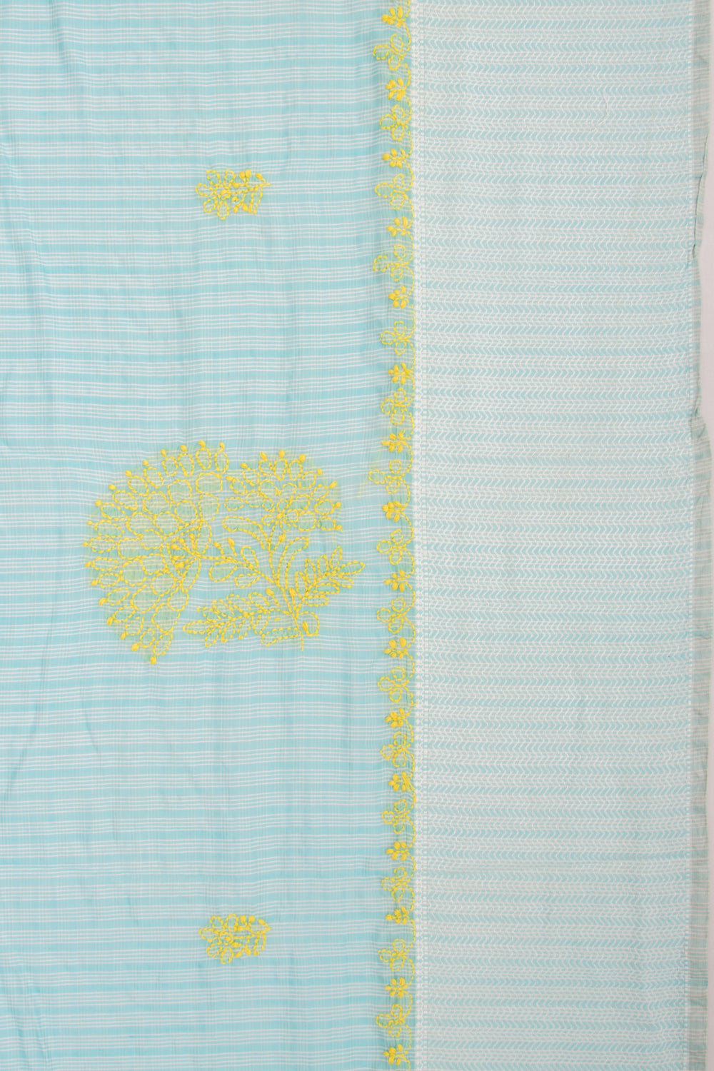 Maheshwari Silk Checks And Chikankari Butta Sky Blue Saree