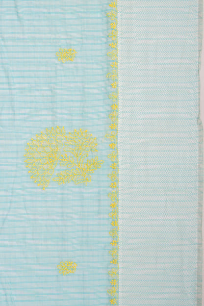 Maheshwari Silk Checks And Chikankari Butta Sky Blue Saree