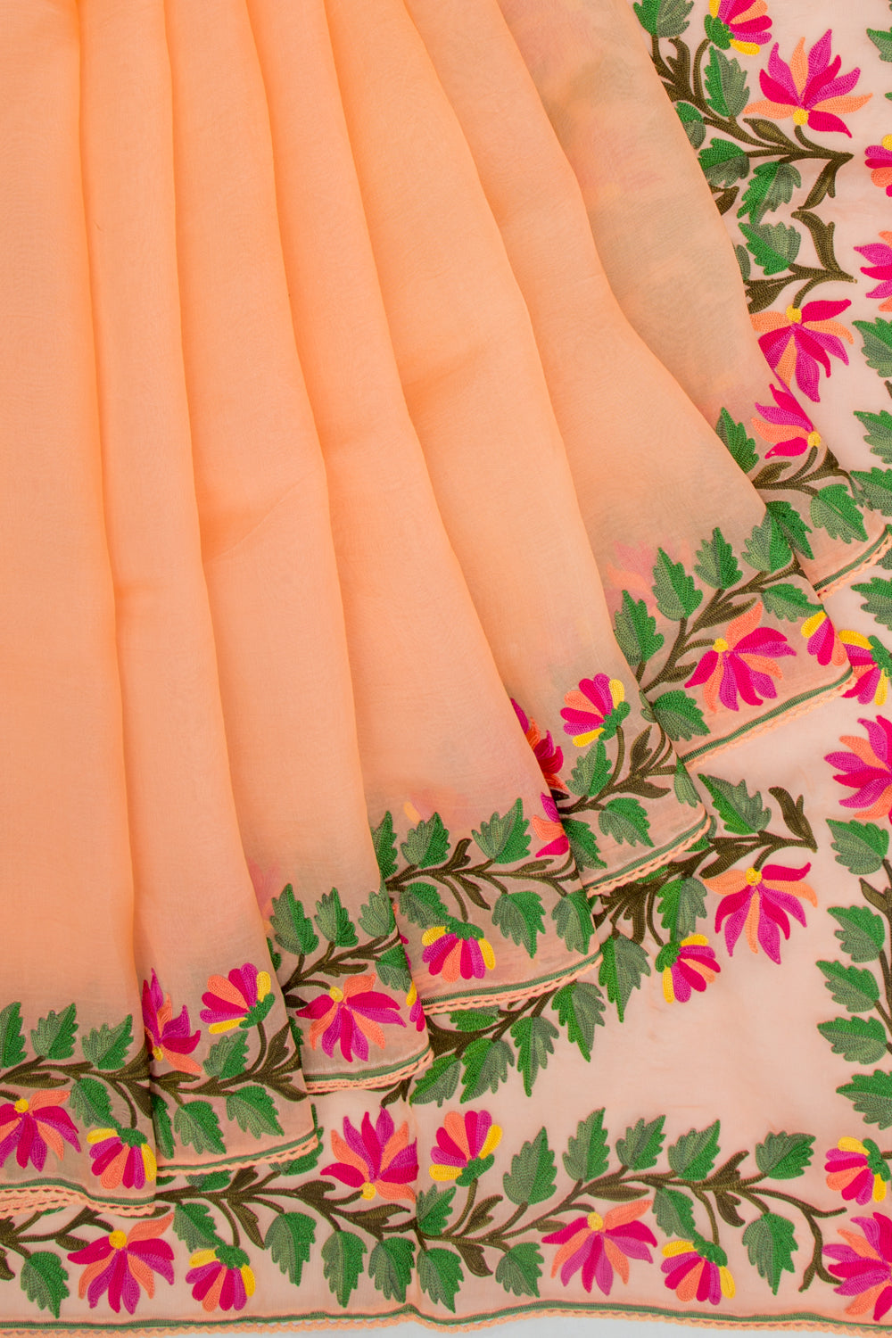 Organza Plain Pastel Orange Saree
