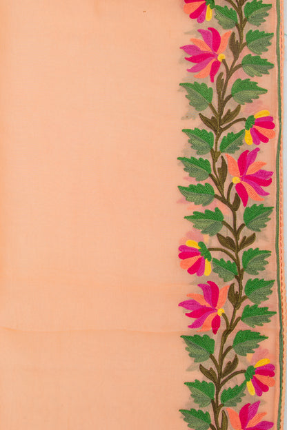Organza Plain Pastel Orange Saree