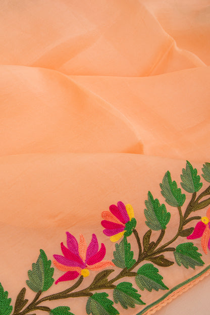 Organza Plain Pastel Orange Saree