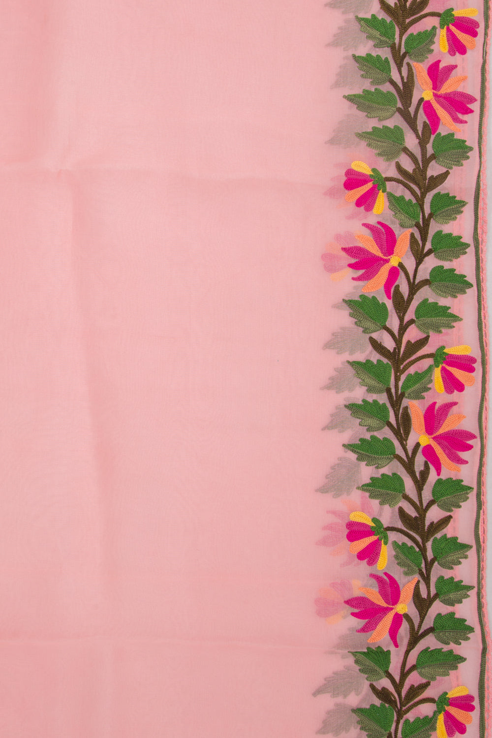 Organza Plain Baby Pink Saree