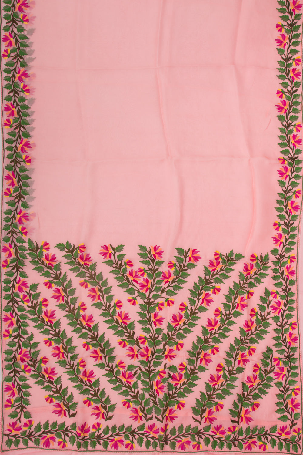 Organza Plain Baby Pink Saree