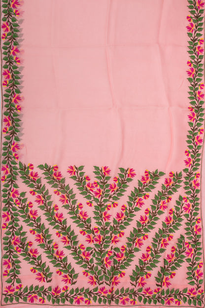 Organza Plain Baby Pink Saree