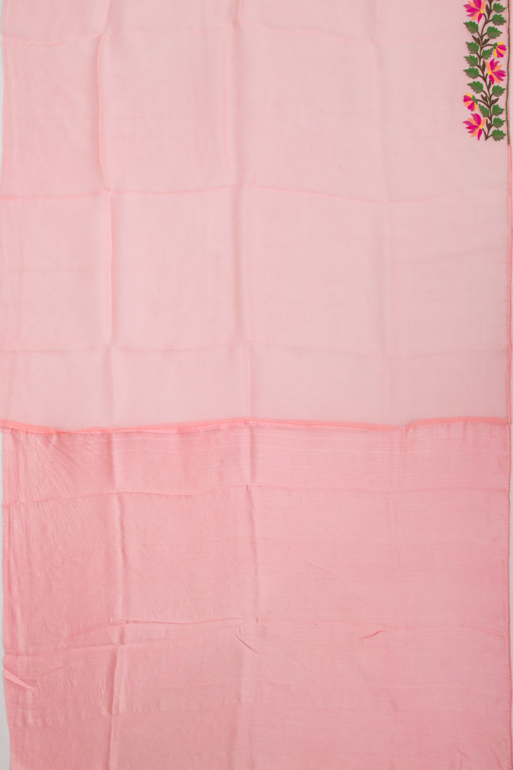 Organza Plain Baby Pink Saree