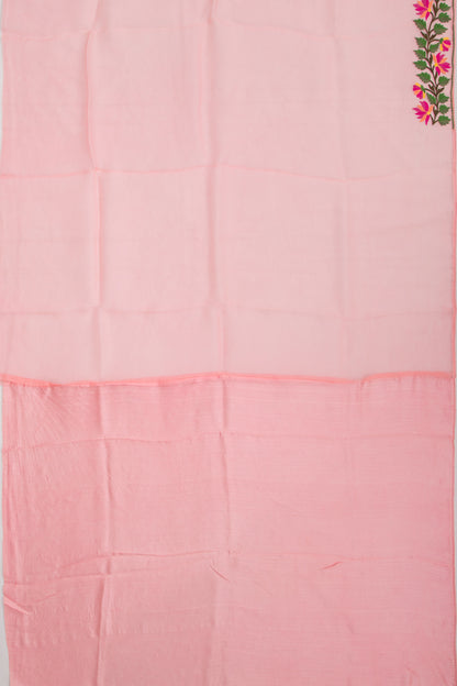 Organza Plain Baby Pink Saree